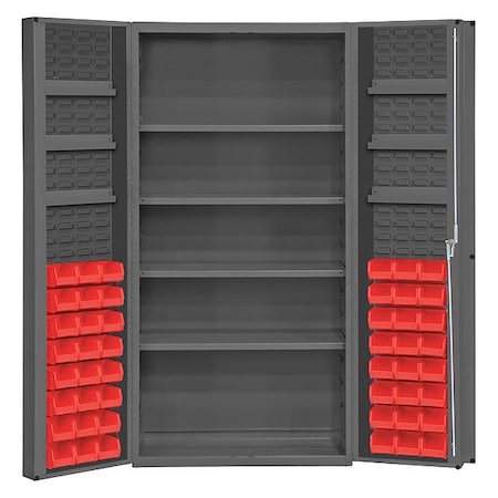 Cabinet with 48 red Hook-On-Bins, 7 adjustable shelves MPN:DC36-48-4S6DS-1795