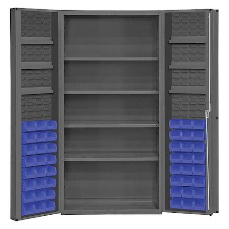 Cabinet with 48 blue Hook-On-Bins, 7 adjustable shelves MPN:DC36-48-4S6DS-5295