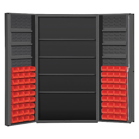 Cabinet with 72 red Hook-On-Bins, 7 adjustable shelves MPN:DC48-724S6DS-1795