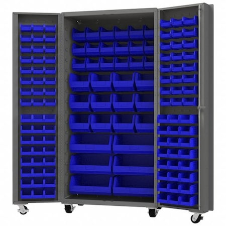 Heavy Duty Heavy Duty Mobile Bin Cabinet, 36 1/4 in W, 76 1/4 in H, 26 in D, 138 Bins MPN:DCM36-BDLP-132-5295
