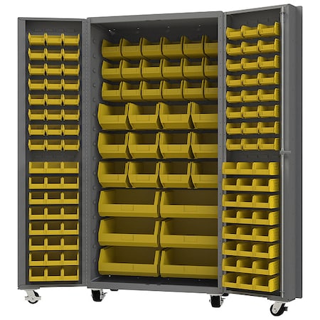 Heavy Duty Heavy Duty Mobile Bin Cabinet, 36 1/4 in W, 76 1/4 in H, 26 in D, 138 Bins MPN:DCM36-BDLP-132-95