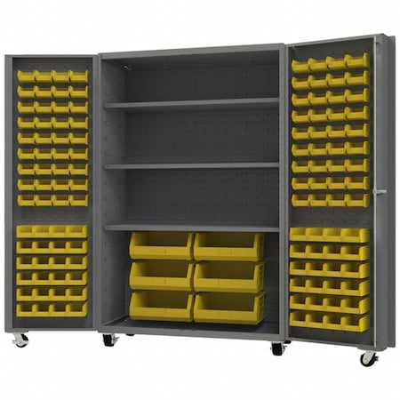 Heavy Duty Heavy Duty Mobile Bin Cabinet, 48 1/4 in W, 76 1/4 in H, 26 in D, 126 Bins MPN:DCM48-BDLP-126-3S-95
