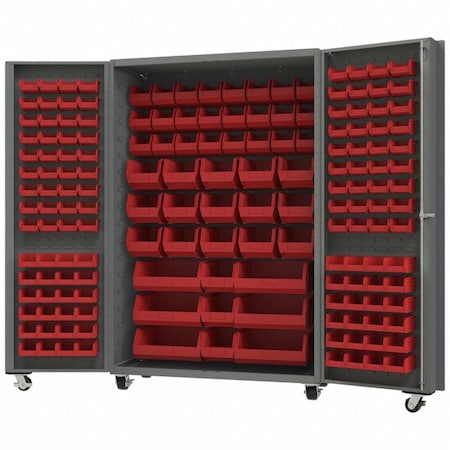 Heavy Duty Heavy Duty Mobile Bin Cabinet, 48 1/4 in W, 76 1/4 in H, 26 in D, 174 Bins MPN:DCM48-BDLP-168-1795