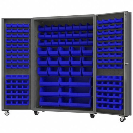 Heavy Duty Heavy Duty Mobile Bin Cabinet, 48 1/4 in W, 76 1/4 in H, 26 in D, 174 Bins MPN:DCM48-BDLP-168-5295