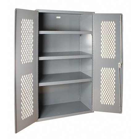 Shelving Storage Cabinet, 72 in H, 36 in W, 24 in D, Swing, Keyed, Gray, 3 Shelves, 0 Drawers MPN:EMDC-362472-95