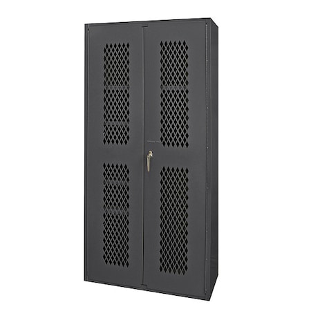 Janitorial Storage Cabinet, 84 in H, 36 in W, 24 in D, Swing, Keyed, Gray, 5 Shelves, 0 Drawers MPN:EMDC-362484-HDL-95