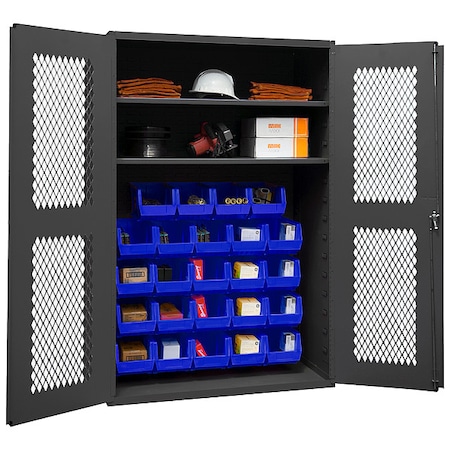 Extra-Heavy Duty Bin Cabinet, 48 in W, 72 in H, 18