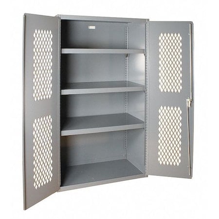 Shelving Storage Cabinet, 72 in H, 48 in W, 24 in D, Swing, Keyed, Gray, 3 Shelves, 0 Drawers MPN:EMDC-482472-95
