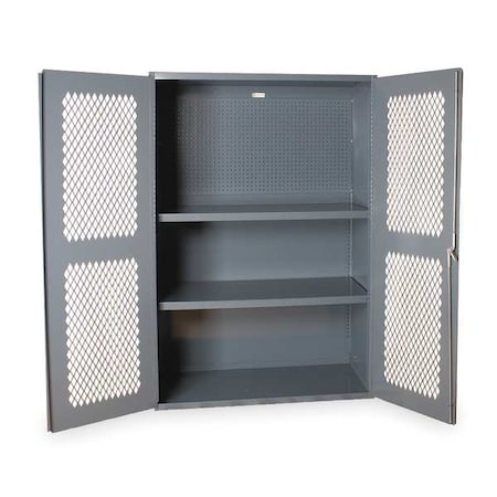 Shelving & Pegboard Storage Cabinet, 72 in H, 48 in W, 24 in D, Swing, Keyed, Gray, 0 Drawers MPN:EMDC-482472-PB-2S-95