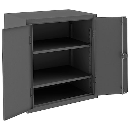 Shelving Storage Cabinet, 36 in H, 36 in W, 24 in D, Swing, Padlock Hasp, Gray, 2 Shelves, 0 Drawers MPN:HDC-243636-2S95