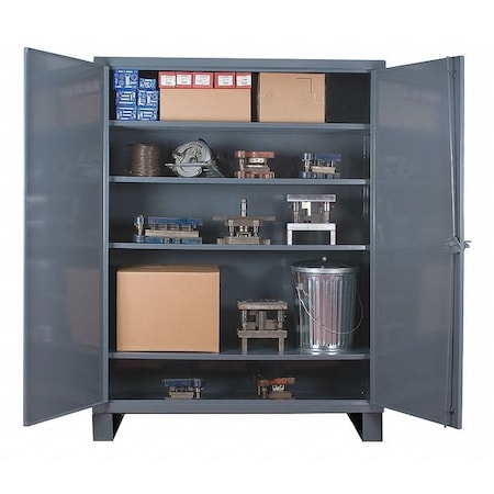 Shelving Storage Cabinet, 78 in H, 60 in W, 24 in D, Swing, Keyed, Gray, 4 Shelves, 0 Drawers MPN:HDC-246078-4S95