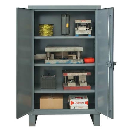 Shelving Storage Cabinet, 66 in H, 72 in W, 24 in D, Swing, Padlock Hasp, Gray, 3 Shelves, 0 Drawers MPN:HDC-247266-3S95