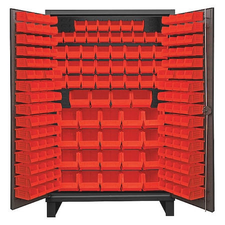 Cabinet with Hook-On-Bins, flush doors, 192 red bins MPN:HDC48-192-1795