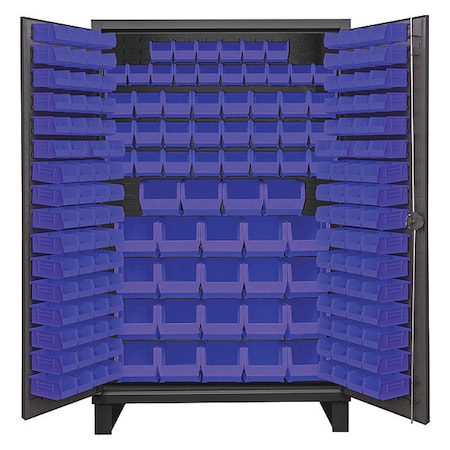 Cabinet with Hook-On-Bins, flush doors, 192 blue bins MPN:HDC48-192-5295