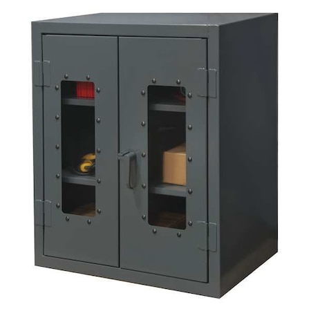 Shelving Storage Cabinet, 36 in H, 36 in W, 24 in D, Swing, Padlock Hasp, Gray, 2 Shelves, 0 Drawers MPN:HDCC243636-2S95