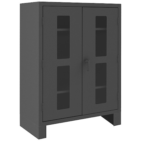 Shelving Storage Cabinet, 66 in H, 48 in W, 24 in D, Swing, Padlock Hasp, Gray, 3 Shelves, 0 Drawers MPN:HDCC244866-3S95