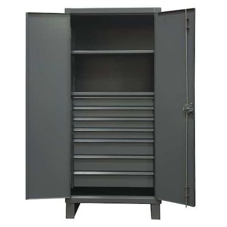 Combo Drawer Storage Cabinet, 78 in H, 36 in W, 24 in D, Swing, Padlock Hasp, Gray, 7 Drawers MPN:HDCD243678-7B95