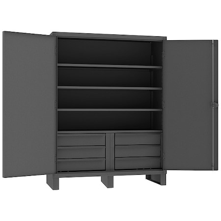 Combo Drawer Storage Cabinet, 78 in H, 60 in W, 24 in D, Swing, Padlock Hasp, Gray, 6 Drawers MPN:HDCD246078-6B95