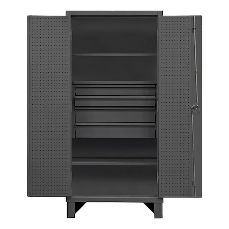 Combo Drawer & Pegboard Storage Cabinet, 78 in H, 36 in W, 24 in D, Gray, 4 Drawers, 3 Shelves MPN:HDCDB243678-4M95