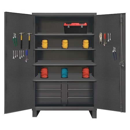 Combo Drawer & Pegboard Storage Cabinet, 78 in H, 48 in W, 24 in D, Swing, Padlock Hasp, Gray MPN:HDCDP244878-4SS6B95