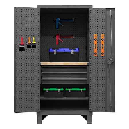 Combo Drawer & Pegboard Storage Cabinet, 78 in H, 36 in W, 24 in D, Gray, 3 Drawers, 1 Shelf MPN:HDCDPWT243678-3M95