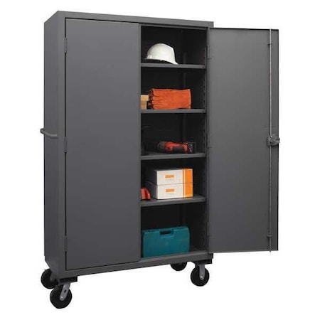 Solid Door Mobile Janitorial Cabinet, Gray MPN:HDCM48-4S-95