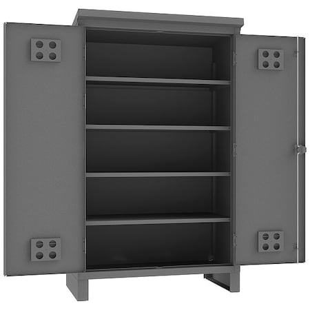 Shelving Storage Cabinet, 78 in H, 48 in W, 24 in D, Swing, Padlock Hasp, Gray, 4 Shelves, 0 Drawers MPN:HDCO244878-4S95