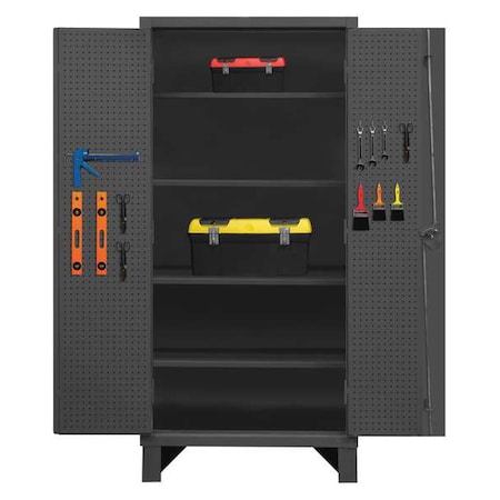 Shelving & Pegboard Storage Cabinet, 78 in H, 48 in W, 24 in D, Swing, Padlock Hasp, Gray, 0 Drawers MPN:HDCP244878-PB32-4S95
