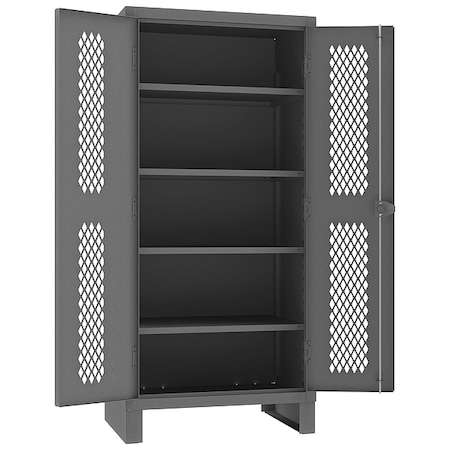 Shelving Storage Cabinet, 78 in H, 36 in W, 24 in D, Swing, Padlock Hasp, Gray, 4 Shelves, 0 Drawers MPN:HDCV243678-4S95