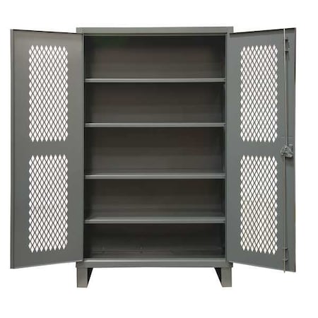 Shelving Storage Cabinet, 78 in H, 48 in W, 24 in D, Swing, Padlock Hasp, Gray, 4 Shelves, 0 Drawers MPN:HDCV244878-4S95