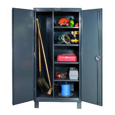 Janitorial Storage Cabinet, 78 in H, 36 in W, 24 in D, Swing, Keyed, Gray, 4 Shelves, 0 Drawers MPN:HDJC243678-4S95