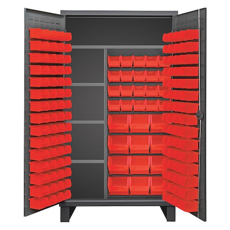 Maintenance Cabinet, 4 shelves, flush doors, 156 red bins MPN:HDJC244878-156-4S1795