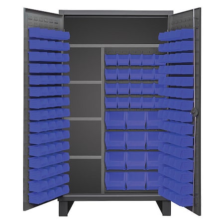Maintenance Cabinet, 4 shelves, flush doors, 156 blue bins MPN:HDJC244878-156-4S5295