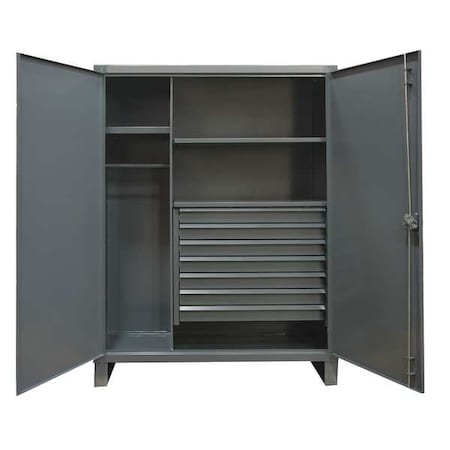 Wardrobe Storage Cabinet, 78 in H, 36 in W, 24 in D, Swing, Padlock Hasp, Gray, 7 Drawers MPN:HDWC243678-7M95