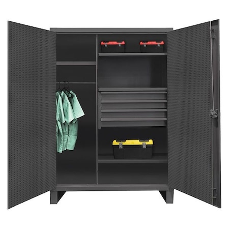 Combo Wardrobe/Drawer Storage Cabinet, 78 in H, 48 in W, 24 in D, Swing, Padlock Hasp, Gray MPN:HDWCP244878-4M95