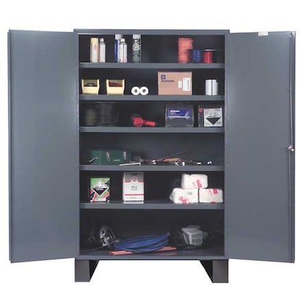 Shelving Storage Cabinet, 78 in H, 48 in W, 24 in D, Swing, Keyed, Gray, 5 Shelves, 0 Drawers MPN:JC-482478-5S-95
