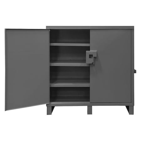 Jobsite Cabinet Storage Cabinet, 62 3/4 in H, 64 in W, 28 in D, Pull, Padlock Hasp, Gray, 3 Shelves MPN:JSC-602460-95