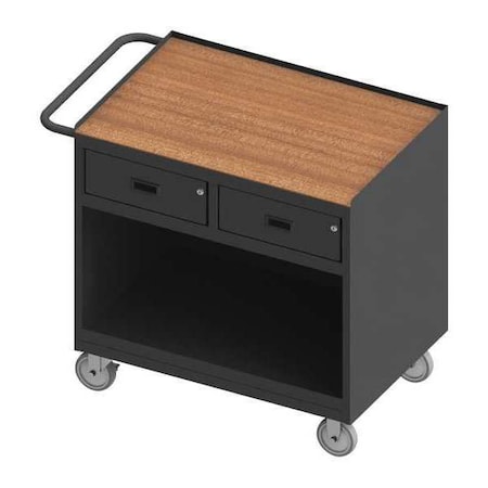 Mobile bench cabinet, tempered hard board top, work surface, 2 drawers MPN:3117-TH-95