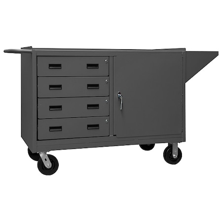 Mobile Bench Cabinet, steel top, 1 door, 1 shelf, 4 drawers MPN:3401-95