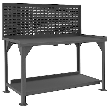 Heavy duty Work Bench with Lips Up & Louvered Panel, Steel, 72