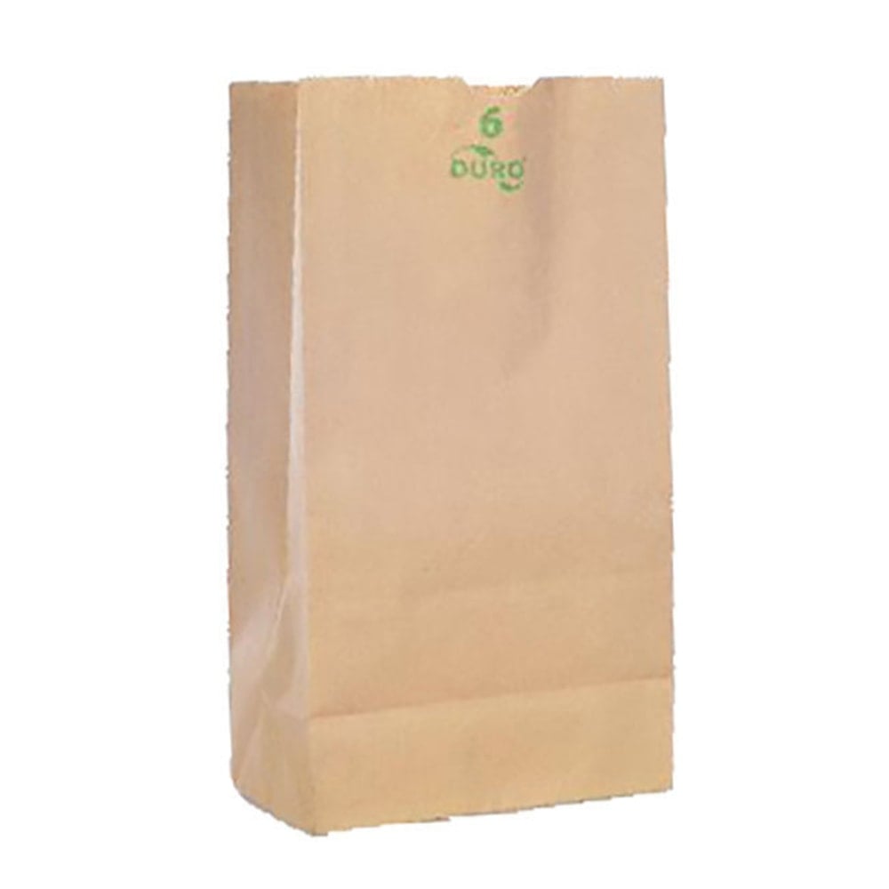 Duro Novolex #6 Paper Bags, 11 1/16inH x 6inW x 3 5/8inD, Kraft, Pack Of 500 (Min Order Qty 3) MPN:18406