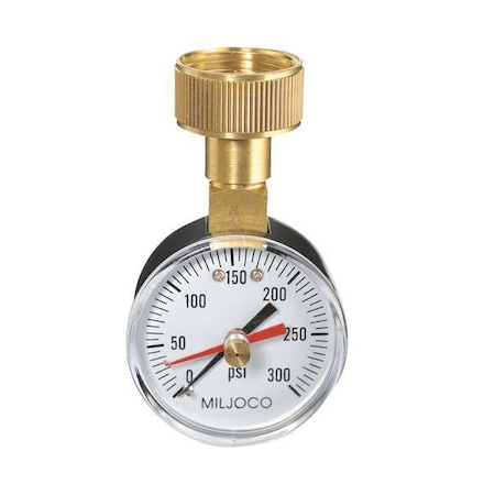 Pressure Gauge, 0 to 300 psi, 2 in Dial, 3/4 in FGHT, Top Location, Steel Case Material MPN:18C830