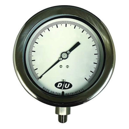 Industrial Compound Gauge, 30 to 0 to 100 psi, 4 1/2 in Dial, 1/4 in NPT, Bottom Location MPN:4.2072413E7