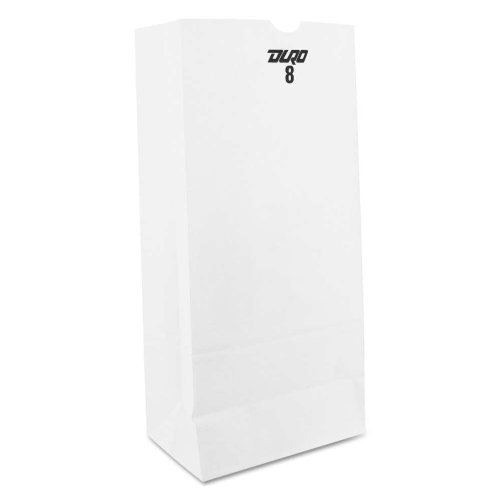 General #8 Paper Grocery Bags, 6 1/8inH x 4 1/6inW x 12 7/16inD, White, Pack Of 500 Bags MPN:51028