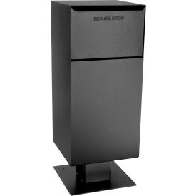 dVault Deposit Vault Mailbox and Parcel Drop with Pedestal DVCS0030 - Rear Access - Black DVCS0030-1