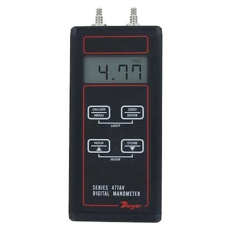 Digital manometer, range 0-100.00 psi, air velocity/flow modes. MPN:477AV-7
