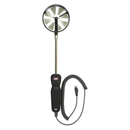 100 mm vane thermo-anemometer air velocity, temperature and humidity probe with coiled cable. MPN:VP1