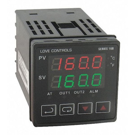 1/16 DIN temperature/process controller, relay outputs 1 and 2. MPN:16B-33