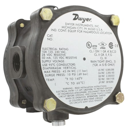 Pressure Switch, Standard, SPDT, 1/8