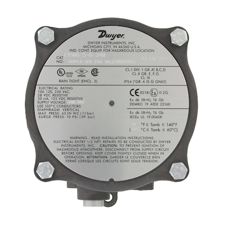 Pressure Switch, Standard, SPDT, 1/8